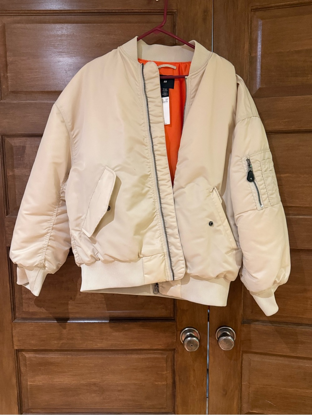 H&M Beige Bomber Jacket with Orange Interior